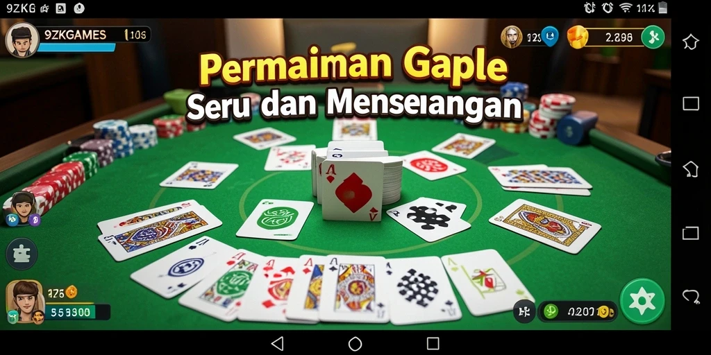 Screenshot menampilkan gameplay seru di 9ZKGAMES saat bermain Gaple.