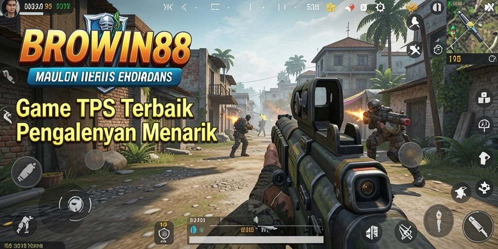 Screenshot gameplay intens dari BROWIN88 yang menunjukkan aksi TPS.