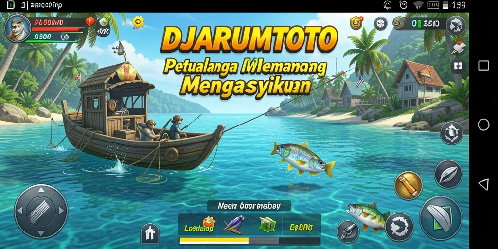 Tampilan gameplay DJARUMTOTO yang menampilkan aksi memancing yang seru.