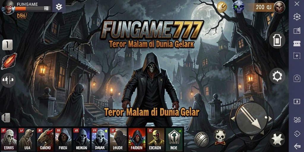 Screenshot gameplay FUNGAME777 menunjukkan suasana mencekam yang dialami pemain.
