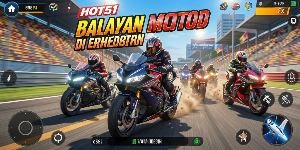 Gameplay seru dan mendebarkan dari HOT51 dengan balapan motor.