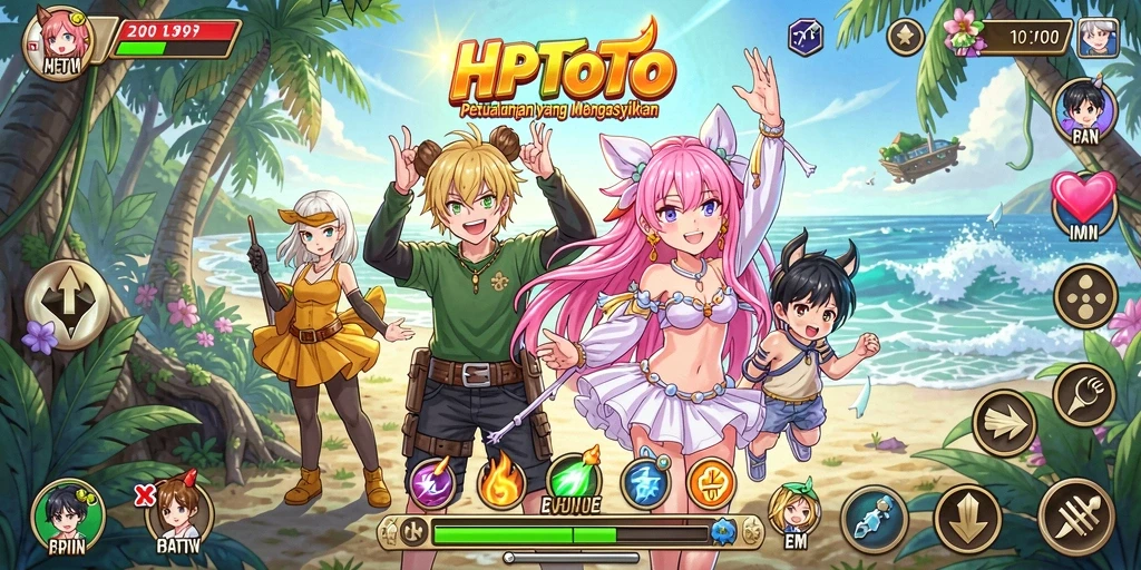 Tampilan gameplay seru HPTOTO dengan karakter Anime yang menarik.