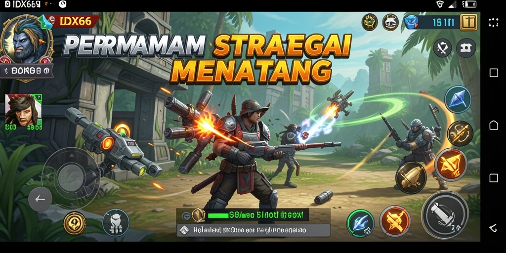 Tampilan gameplay seru dengan berbagai strategi dan karakter unik di IDX66.