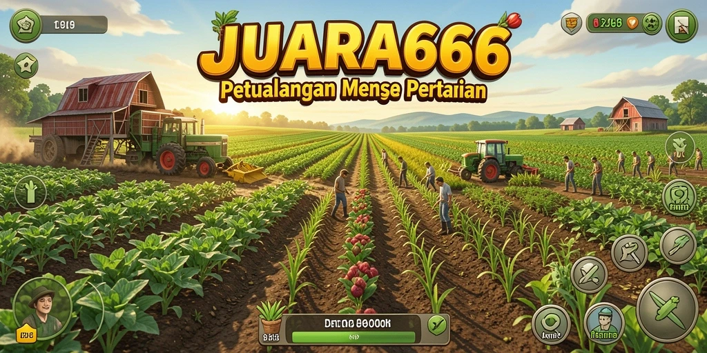 Screenshot utama JUARA666 menunjukkan aksi dinamis pertanian yang seru.
