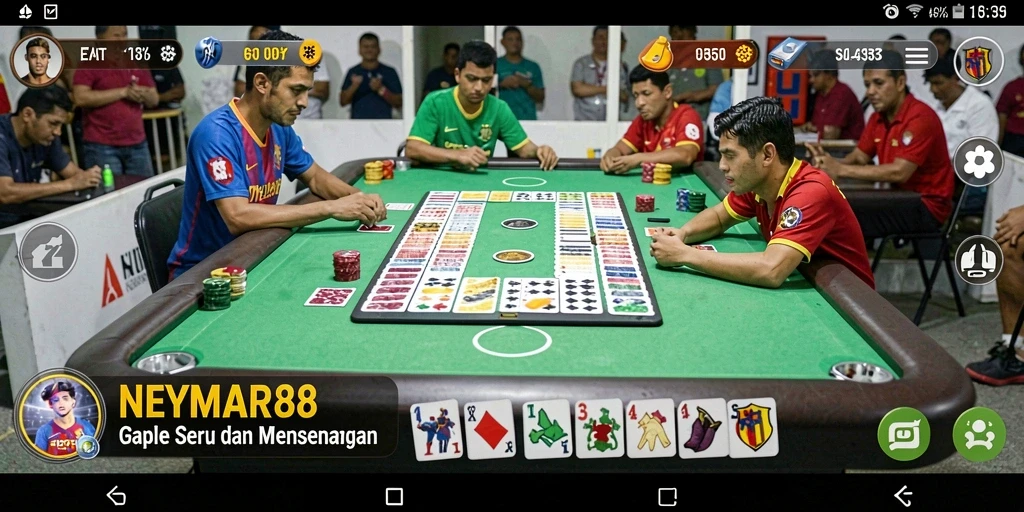Tampilan menarik dari gameplay NEYMAR88 saat bermain Gaple.