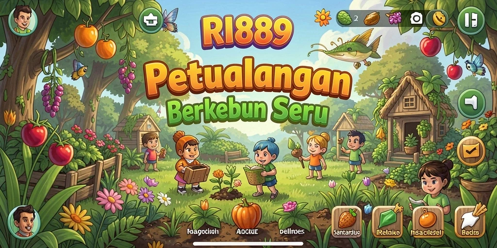Tampilan gameplay yang menampilkan kegiatan berkebun di RI889.