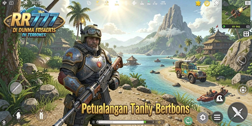 Screenshot gameplay RR777 menunjukkan petualangan di dunia terbuka.