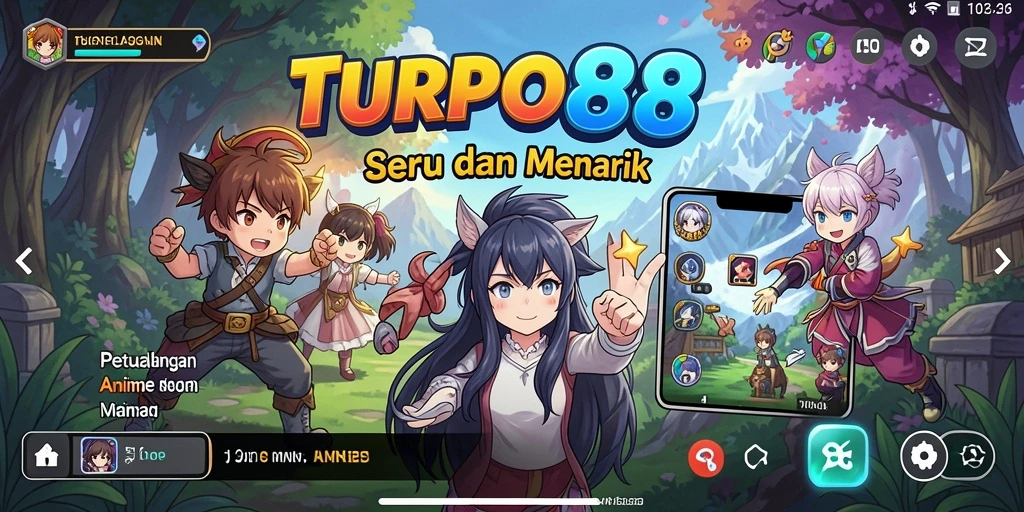 Screenshot gameplay TURBO88 menampilkan pertarungan karakter anime yang epik.