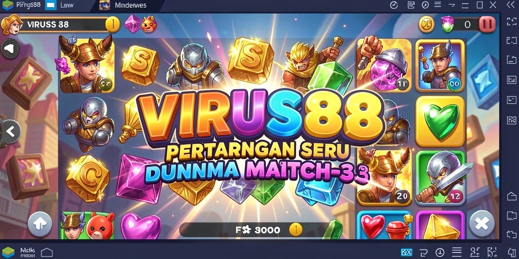 Tampilan utama gameplay VIRUS88 dengan aksi match-3 yang seru.